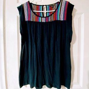 RXB Flutter Women’s Blue & Multi-Colored Sleeveless Top Size Large NWOT🌸